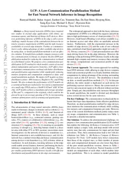 LCP: A Low-Communication Parallelization Method for Fast Neural Network
  Inference in Image Recognition