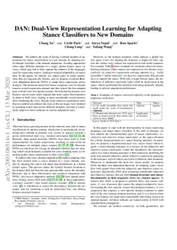 DAN: Dual-View Representation Learning for Adapting Stance Classifiers
  to New Domains