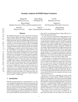 Security Analysis of EOSIO Smart Contracts