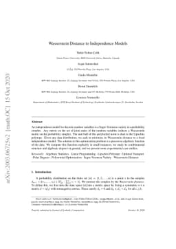 Wasserstein Distance to Independence Models