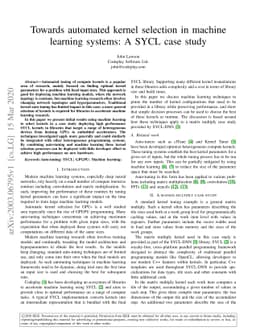 Towards automated kernel selection in machine learning systems: A SYCL
  case study