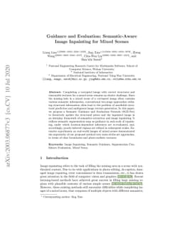 Guidance and Evaluation: Semantic-Aware Image Inpainting for Mixed
  Scenes