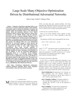 Large Scale Many-Objective Optimization Driven by Distributional
  Adversarial Networks
