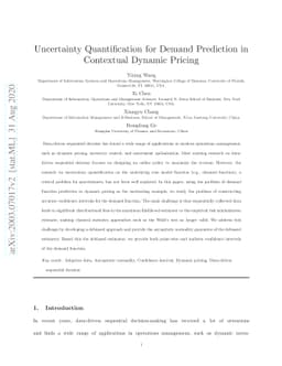 Uncertainty Quantification for Demand Prediction in Contextual Dynamic
  Pricing