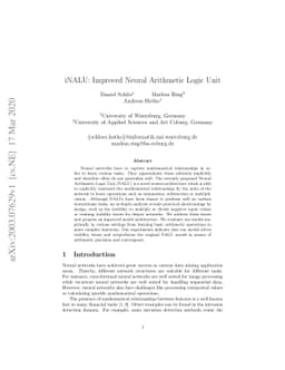 iNALU: Improved Neural Arithmetic Logic Unit