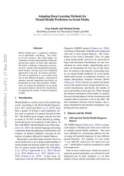 Adapting Deep Learning Methods for Mental Health Prediction on Social
  Media