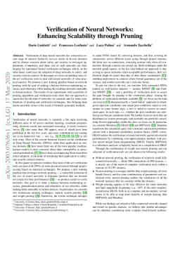 Verification of Neural Networks: Enhancing Scalability through Pruning