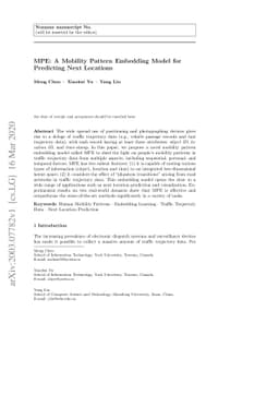 MPE: A Mobility Pattern Embedding Model for Predicting Next Locations