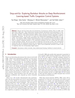 Stop-and-Go: Exploring Backdoor Attacks on Deep Reinforcement
  Learning-based Traffic Congestion Control Systems