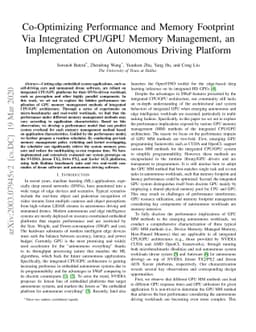 Co-Optimizing Performance and Memory FootprintVia Integrated CPU/GPU
  Memory Management, anImplementation on Autonomous Driving Platform