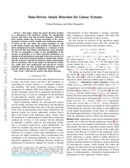 Data-Driven Attack Detection for Linear Systems
