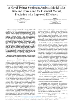 A Novel Twitter Sentiment Analysis Model with Baseline Correlation for
  Financial Market Prediction with Improved Efficiency