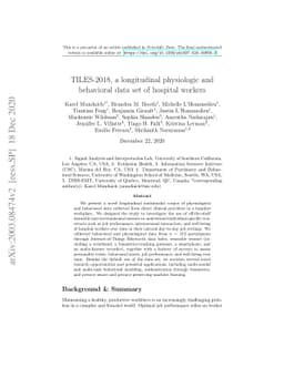 TILES-2018, a longitudinal physiologic and behavioral data set of
  hospital workers