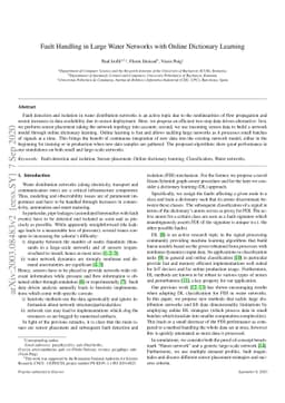 Fault Handling in Large Water Networks with Online Dictionary Learning