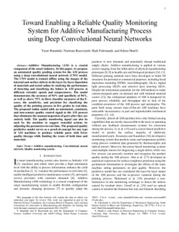 Toward Enabling a Reliable Quality Monitoring System for Additive
  Manufacturing Process using Deep Convolutional Neural Networks