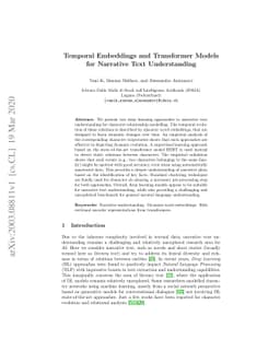 Temporal Embeddings and Transformer Models for Narrative Text
  Understanding