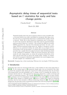 Asymptotic delay times of sequential tests based on U-statistics for
  early and late change points