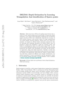 DELTAS: Depth Estimation by Learning Triangulation And densification of
  Sparse points