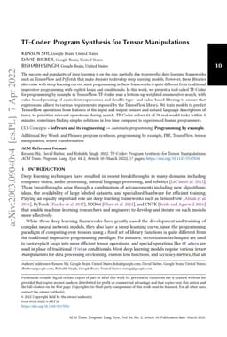 TF-Coder: Program Synthesis for Tensor Manipulations