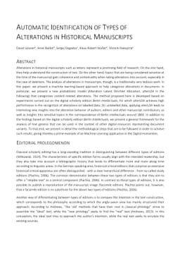 Automatic Identification of Types of Alterations in Historical
  Manuscripts