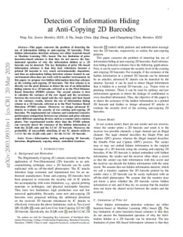Detection of Information Hiding at Anti-Copying 2D Barcodes