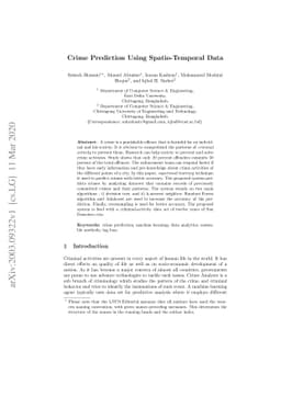 Crime Prediction Using Spatio-Temporal Data