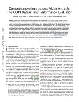 Comprehensive Instructional Video Analysis: The COIN Dataset and
  Performance Evaluation