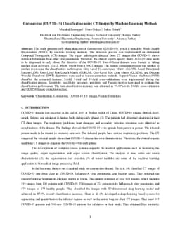 Coronavirus (COVID-19) Classification using CT Images by Machine
  Learning Methods