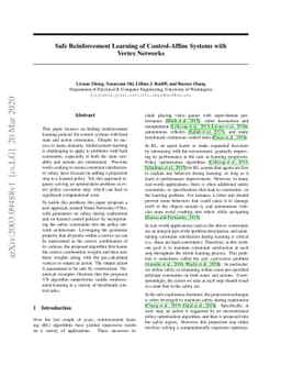 Safe Reinforcement Learning of Control-Affine Systems with Vertex
  Networks