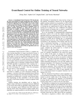 Event-Based Control for Online Training of Neural Networks