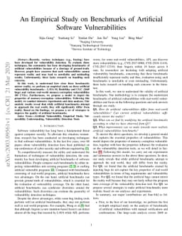 An Empirical Study on Benchmarks of Artificial Software Vulnerabilities