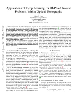 Applications of Deep Learning for Ill-Posed Inverse Problems Within
  Optical Tomography