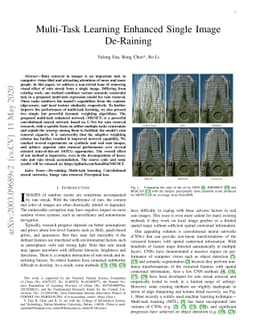 Multi-Task Learning Enhanced Single Image De-Raining