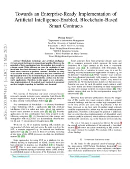 Towards an Enterprise-Ready Implementation of Artificial
  Intelligence-Enabled, Blockchain-Based Smart Contracts