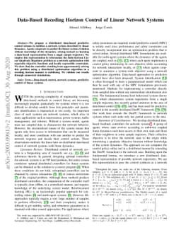 Data-based Receding Horizon Control of Linear Network Systems
