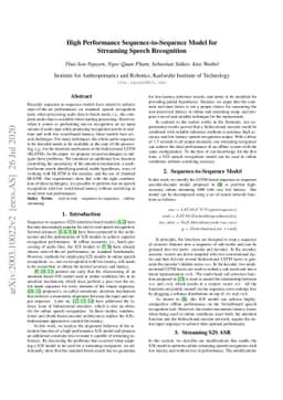 High Performance Sequence-to-Sequence Model for Streaming Speech
  Recognition
