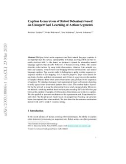 Caption Generation of Robot Behaviors based on Unsupervised Learning of
  Action Segments