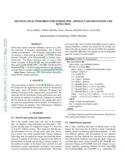 Multi-Plateau Ensemble for Endoscopic Artefact Segmentation and
  Detection