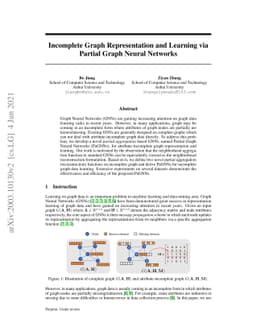 Incomplete Graph Representation and Learning via Partial Graph Neural
  Networks