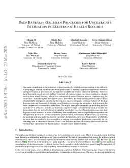 Deep Bayesian Gaussian Processes for Uncertainty Estimation in
  Electronic Health Records