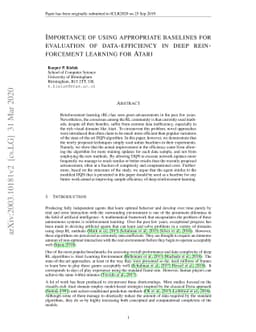Importance of using appropriate baselines for evaluation of
  data-efficiency in deep reinforcement learning for Atari