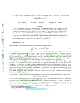 A termination criterion for stochastic gradient descent for binary
  classification