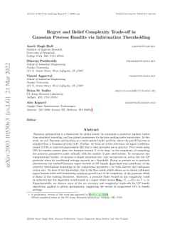 Regret and Belief Complexity Trade-off in Gaussian Process Bandits via
  Information Thresholding