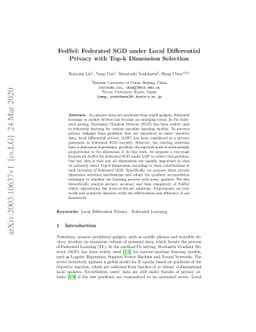 FedSel: Federated SGD under Local Differential Privacy with Top-k
  Dimension Selection