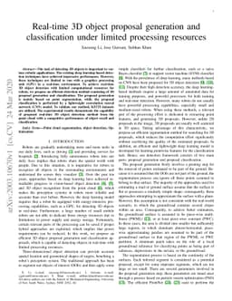 Real-time 3D object proposal generation and classification under limited
  processing resources