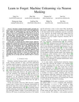 Learn to Forget: Machine Unlearning via Neuron Masking