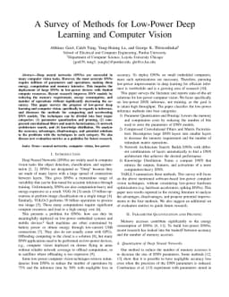 A Survey of Methods for Low-Power Deep Learning and Computer Vision
