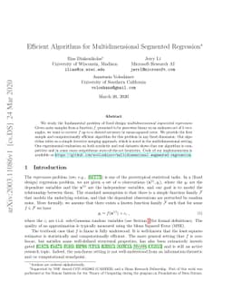 Efficient Algorithms for Multidimensional Segmented Regression
