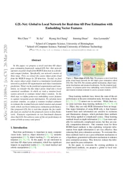 G2L-Net: Global to Local Network for Real-time 6D Pose Estimation with
  Embedding Vector Features