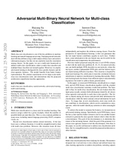 Adversarial Multi-Binary Neural Network for Multi-class Classification